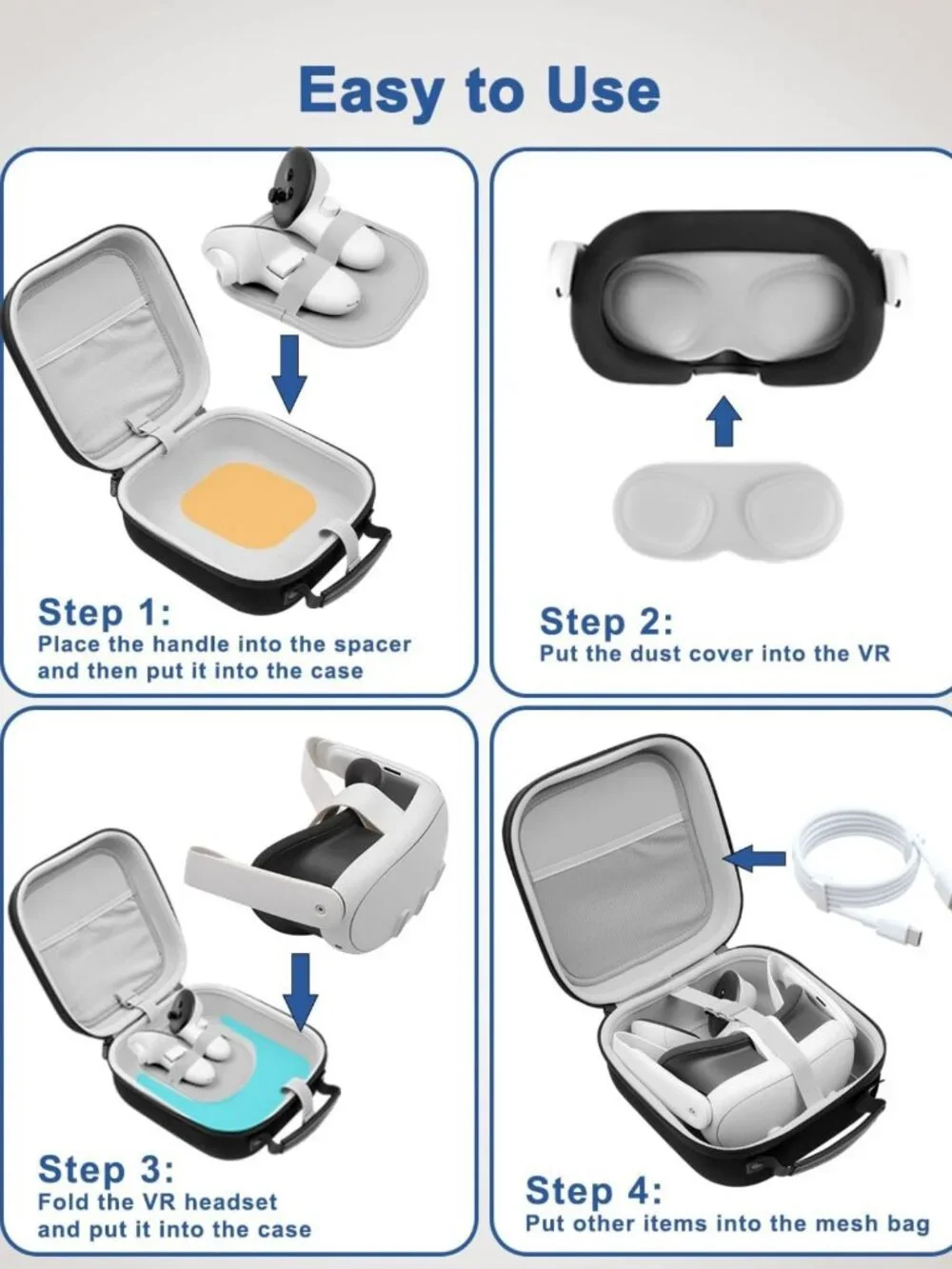 Portable Hard Case for VR Headset & Controllers | Travel Storage & Lens